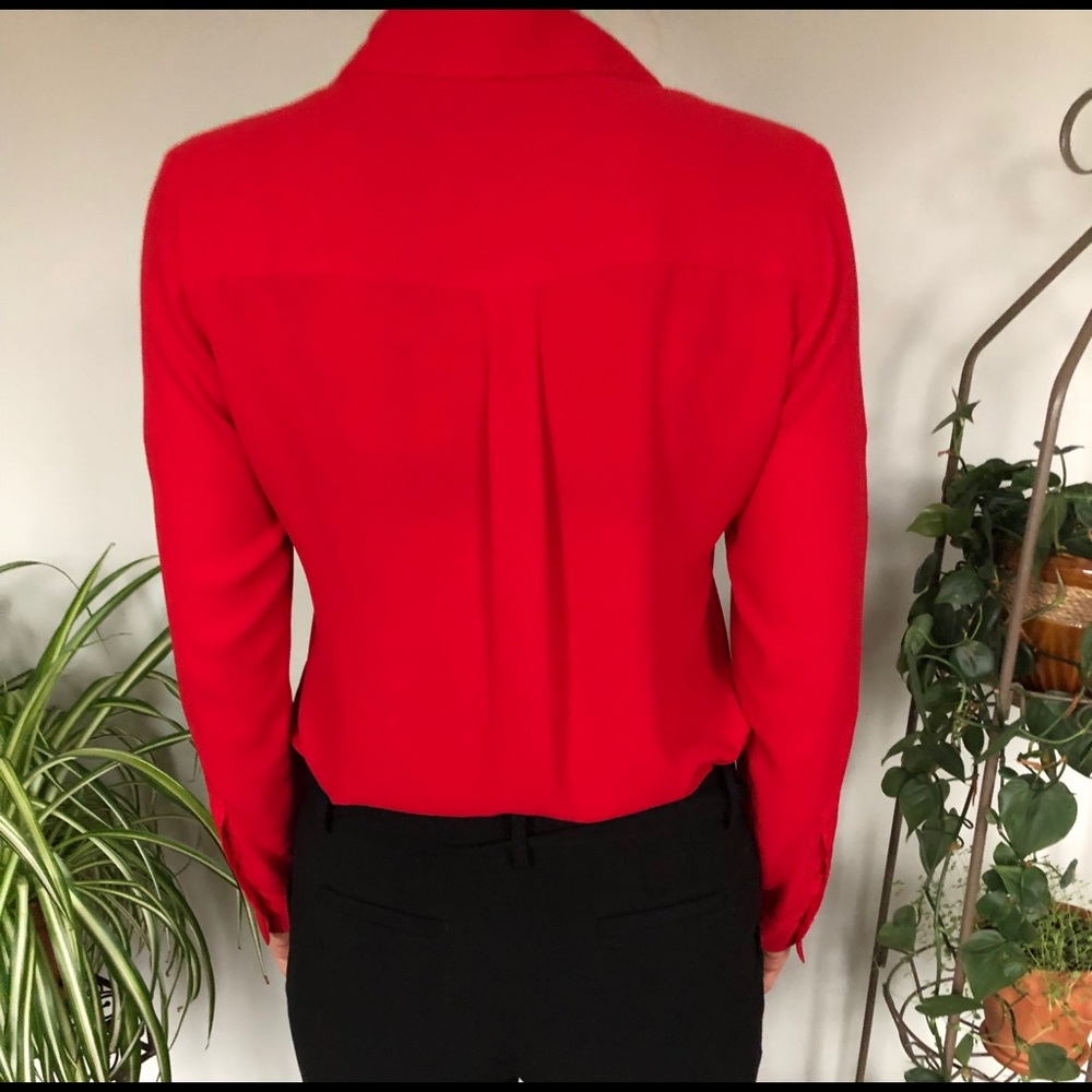 Express Size S, Red Button Down Blouse - image 2